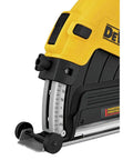 Close-up of yellow and black angle grinder with 7 Inch Cutting Dust Shroud For Angle Grinders With Adjustable Shoe And Plunging Dust