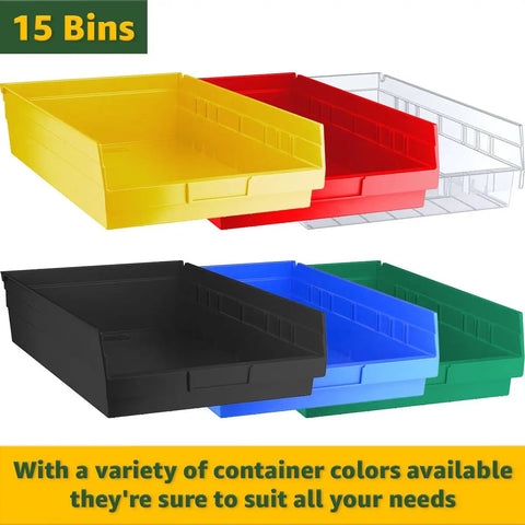 Beater Proof Chrome Storage Rack With 15 Slanted Bins For Snappy Tool Sorting In Compact Garages Workshops And Warehouses Heavyweight Capacity And Slick Design featuring colorful bins.