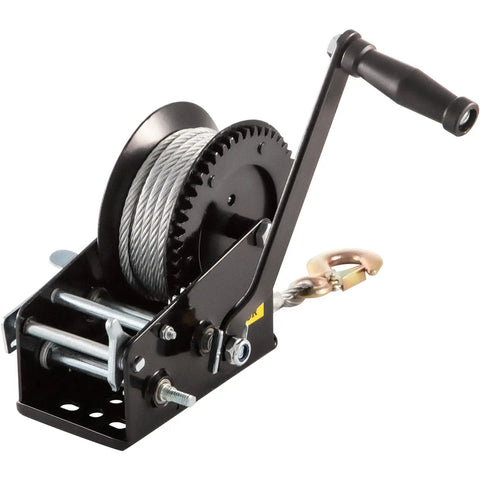 Beefed Up Heavy Duty Hand Winch Rope Crank 3500 LBS Capacity With 32.8 Ft Wire Cable And Alloy Hook 2 Gear Two Way Manual Ratchet