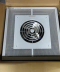 Heavy Duty Kick Butt Air Heater 240 Volt 2000 Watt Delivers 6826 Btu Lightning Fast Warmth With 425 Cfm Air Circulation and Rust Resistant white shell in open box.