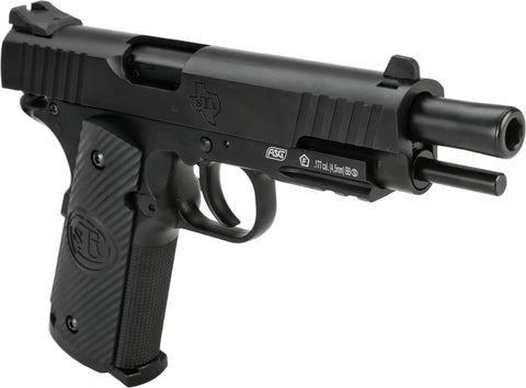 Duty One Non-Blowback CO2 4.5mm BB Pistol Black with Licensed STI Trademarks showing metal top and polymer frame.