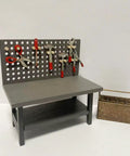 One To Twelve Scale Wooden Dollhouse Workbench With Tools And Accessories For Miniature Dioramas Garage And Garden Furniture Kit