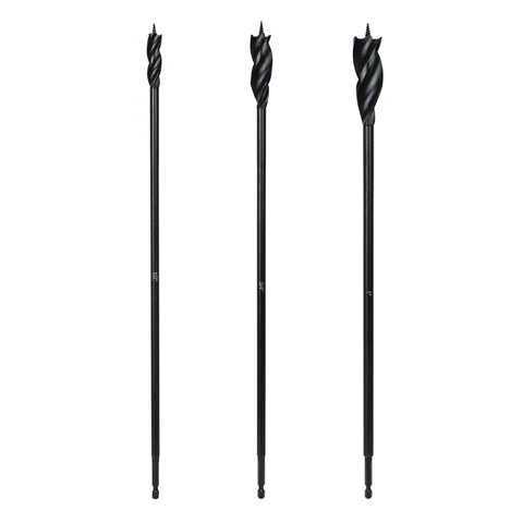 Beast Pro Grade 3 Piece 16 Inch Wood Auger Bit Set With 3 Flute Design And Quarter Inch Quick Change Shank For Hard And Soft Wood