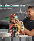 Man holding 3D printed object using Filament Splicer And Connector Kit with 200 Pcs PTFE Sleeves for 1.75mm 3D printer filament.