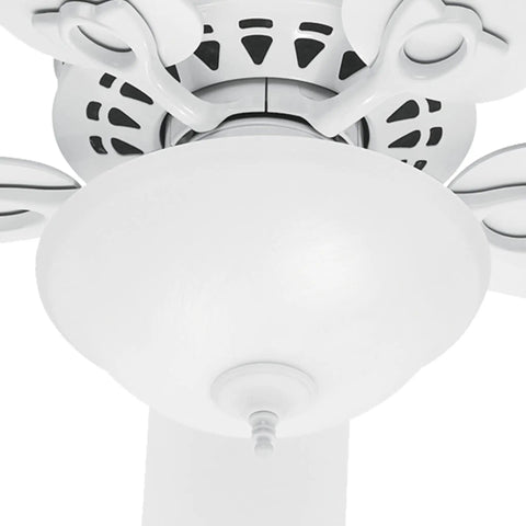 Close-up of Astoria 52 Inch White Ceiling Fan With LED Light Kit And Pull Chain Quiet Multi Speed Whisper Wind Motor For Living Room