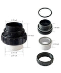 Two Pack 2 Inch MIP To 2 Inch PVC Hi Temp Union Fittings with measurements, durable for Whisperflo and Intelliflo pool pumps use