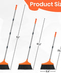 Product size illustration of Four Pack Heavy Duty Angle Broom With Fifty Two Inch Handle And Tough Split Bristles.