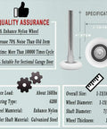 Heavy Duty Garage Door Hardware Kit With Reinforced Nylon Rollers And Bearings Rust Resistant Galvanized Hinges Top Brackets And Tough As Nails Wire Rope For 16x8 And 18x8 Double Doors Built To Last 100000 Cycles, product specifications and quality assurance information displayed.