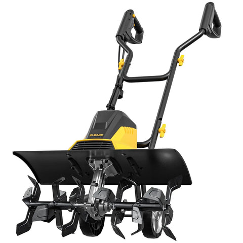 Powerful 13.5 Amp Electric Tiller Cultivator With 18 Inch Wide Tilling, 6 Steel Tines, Ergonomic H Handle and Wheels