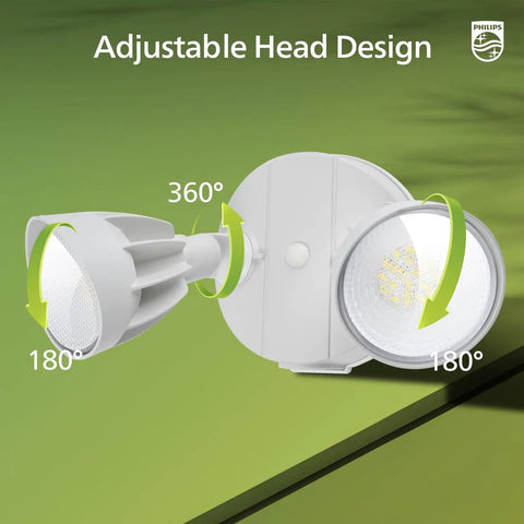 Dusk To Dawn 44W 3500LM LED Security Flood Light No Bulbs To Change Outdoor 5000K Daylight Wet Location Dual Adjustable Heads