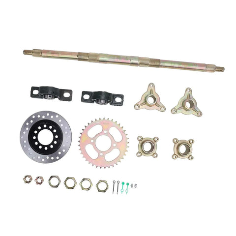 Beefy 24 Inch Rear Axle Kit For Go Karts And Drift Trikes Heavy Duty Sprocket And Brake Disc Base Assembly with Accessories