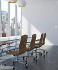 Office with chairs, table, and wall-mounted Motion Sensor Switch With 0-10V Dimming For Low Voltage Lighting, PIR Occupancy Sensor Controls 800W Ballast Or LED Driver, Single Pole Dimmer TDODS5-010 White, Auto On Off With Adjustable Dimming Levels For Offices And Home