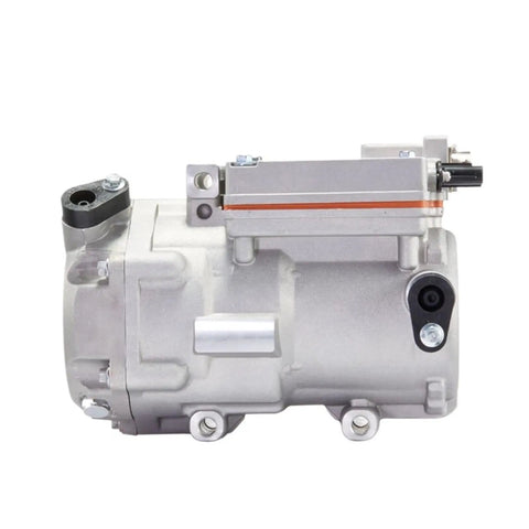 Top Shelf 540V DC Electric Air Conditioning Compressor With Integrated Water Pump for EV Cars Trucks And Buses, side view showing details.