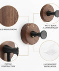 Kickass Single Wall Hook Built With Rock Solid Aluminum And Rich Black Walnut Wood for hanging towels showcases precise construction.