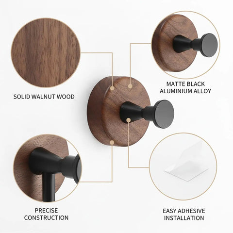 Kickass Single Wall Hook Built With Rock Solid Aluminum And Rich Black Walnut Wood for hanging towels showcases precise construction.