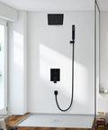 Matte Black 6 Inch Rainfall Shower System With High Pressure Luxury Rain Mixer Handheld Sprayer Wall Mounted Shower Fixture