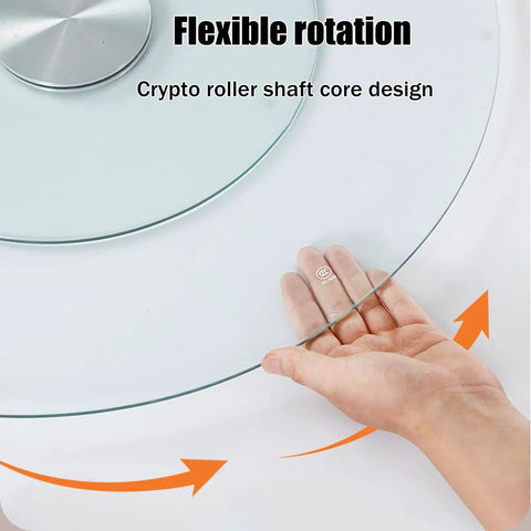 Built Tough Tempered Glass Lazy Susan Turntable For Dining Table Round 47 Inch Tabletop Serving Tray 8mm Thick