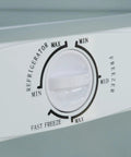 Control knob for temperature settings on the Seven Cubic Foot Convertible Upright Fridge Freezer Real Deal Smooth Operator.