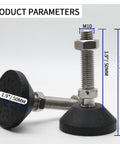 Image of Rock Solid 4 Pack M10 Adjustable Furniture Levelers with tough nylon base, 1.9" diameter, rust-proof steel, ideal for leveling workbenches.