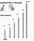 6 Piece Dial Indicator Extension Stem Rod Set With 30 To 150mm Extend Length, M2.5 Thread, 5mm Diameter, digital indicator tools