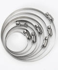 10 Pcs 304 Stainless Steel Adjustable Hose Clamps Set For Automotive And Industrial Use Durable Worm Drive Pipe Clips Salt Resistant Waterproof Oil Proof Flexible Size Range From 8mm To 152mm Ideal For Securing Hoses In Engine Bay And Radiator Lines