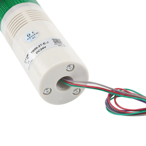Base view of 24V AC Industrial Signal Light Tower Kit with wiring, showing plastic housing, round tower indicators.