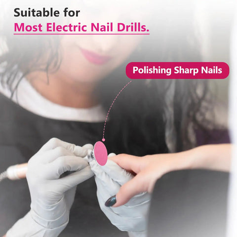 Using Sanding Paper Disc Set With Metal Nail Drill Bit 80 Pieces 25mm Replacement Discs for nail care