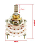 4 Pole 5 Throw Rotary Switch With 2 Deck Band Channel, Plastic Knob, 24 Pins, 10mm Mount Hole, 6mm Shaft, in close-up view