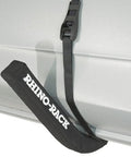 Heavy Duty Wall Hanger With 176 Pound Capacity For Roof Boxes Kayaks SUPs Canoes And More Keep Your Home Or Garage Clutter Free And Ready To Grab Gear Fast with straps attached to a gray surface.