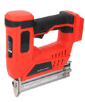 No Sweat Garage Grade Brushless Cordless Brad Nailer With Rapid Single Contact Firing Mode For Smooth Nail Driving and Heavy Duty Woodworking or Framing Gear for Weekend Warriors, red and black handheld design.