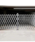 Wheeled Expandable Double Safety Gate Heavy Duty Stainless Steel Traffic Fence For Driveways And Garages Locks Down Quick No Sweat Smooth Home Security Perimeter Cover, double folding design.