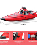 RC Boat For Kids And Adults, 2.4GHz Remote Control Boat With Bright LED Lights, Fast 20 MPH Jet Boat, Red, dimensions and features