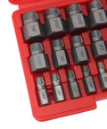 Check Out This Awesome 25-Piece Screw Extractor Set Made From Tough 40Cr Steel Perfect For Yanking Out Stripped Bolts And Broken Studs With Ease Using A Multi-Spline Hex Shank Design To Save Your Time And Money On Any Garage Repair Job You Got. 25-piece 40Cr steel screw extractor set in red case, hex drive sizes