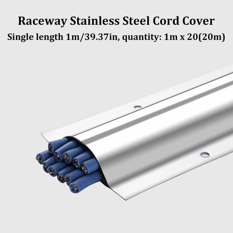 20 Pack 39 Inch Stainless Steel Cable Raceway Kit For Home And Outdoor Use No Fuss Cord Cover Wire Hider With Mounting Holes