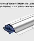 One Meter Long Stainless Steel Cable Raceway Twenty Pack Floor Cord Concealers Hider Protector System showing cable cover