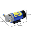 Heavy Duty DC 12V 100W Oil Extractor Pump With Straight Plug In Self Priming Motor And Low Noise Design displayed with dimensions.