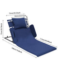 Super Comfy Electric Bed Backrest Lift For Elderly Seniors With 330 Lb Weight Capacity, showing dimensions with blue breathable linen cover.
