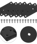 Stainless Steel Flat Straight Brackets With Screw Holes Six Pack Heavy Duty Metal Joining Plates with screws, black finish