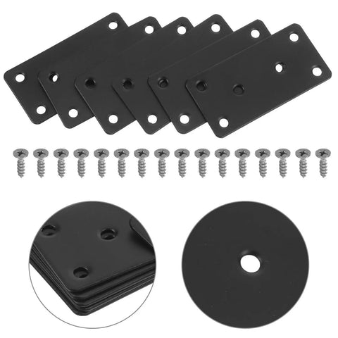 Image of Six Pack Stainless Steel Flat Mending Plates With Screws For Furniture And Shelves No Hassle Install Metal