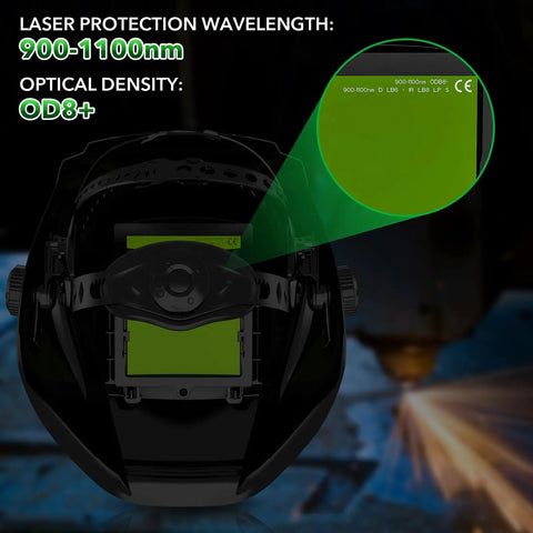 Top-Notch Laser Welding Helmet With Large Viewing Window, Eye Protection For Welding, Cutting, OD8+, durable shield