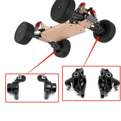 Heavy Duty Steering Cup And C Hub Carrier Rear Hub Set Replacement Upgraded RC Car Parts Dead Nuts Compatibility view showing car undercarriage and parts