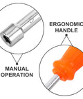 Heavy Duty Hex Socket Screwdriver Wrench With Swappable Bits For Nuts And Bolts close-up of ergonomic handle and hex socket.