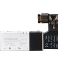 DIY Friendly 5 Way 2 Position Pneumatic Solenoid Valve With DC 24V Actuation, 0.15 to 0.8 MPa, side view showing labels.