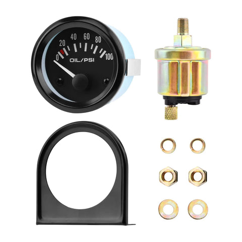 Universal oil pressure gauge kit 0-100 PSI with sensor and mount