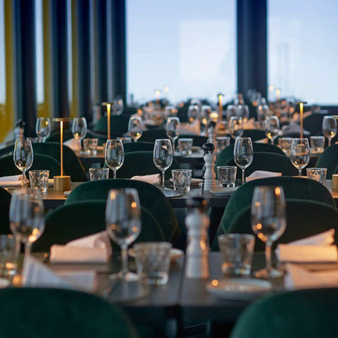Elegant restaurant setting with 2 Pack Cordless Rechargeable LED Table Lamps With 5000mAh Battery No Fuss Portable Battery Powered Desk Lights
