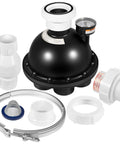 5 Port Water Valve Kit for In Floor Pool Cleaning System with 1.5 Inch PVC Pipe Fittings and Pressure Relief Included