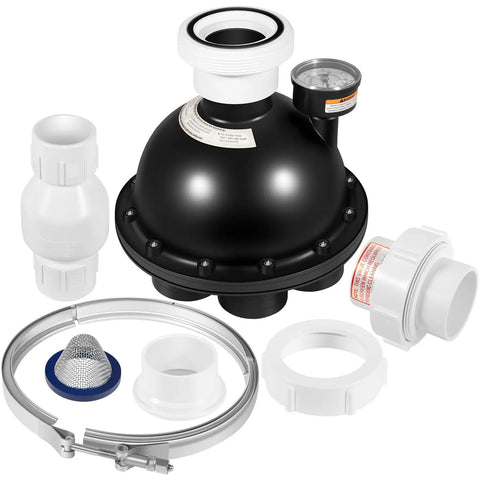 5 Port Water Valve Kit for In Floor Pool Cleaning System with 1.5 Inch PVC Pipe Fittings and Pressure Relief Included