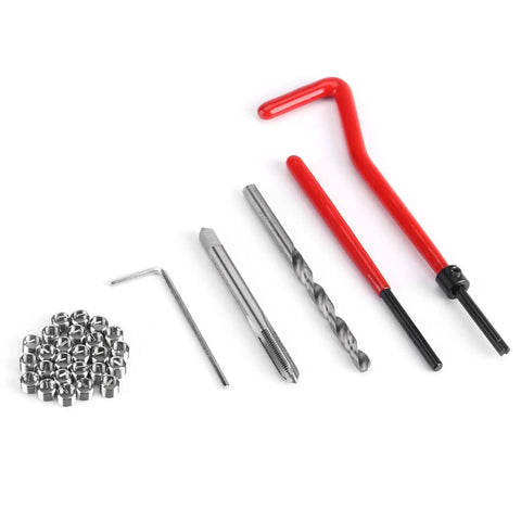 30 Piece M8 Thread Repair Kit With Stainless Wire Inserts Drill Bit Tap Installation Tool Wrench And Lug Breaker For Auto Repair Gearhead Engine Restoration Car Maintenance And Quick Thread Fixes, parts on white