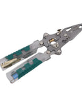 Get 8.8 Inch Folding Wire Stripper Pliers With Built-in Voltage Tester And Screwdriver, durable steel, compact design.