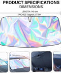 Kick Summer Heat To The Curb With This Sick Reflective Laser Windshield Sun Shade For Tesla Cybertruck Plus Cyberbeast 2023 Through 2026 dimensions displayed.